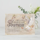 Magic Owl Wizard Einladungen zum Geburtstag (Stehend Vorderseite)