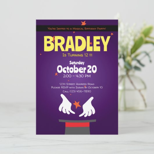 Magic Party Magic Show Einladung (Stehend Vorderseite)