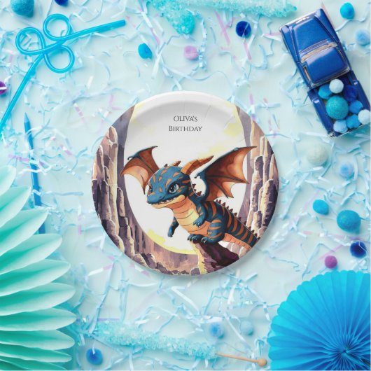 Magic Pastel Dragon Birthday Pappteller (Party)
