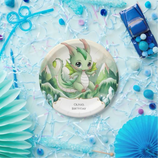 Magic Pastel Dragon Birthday Pappteller (Party)