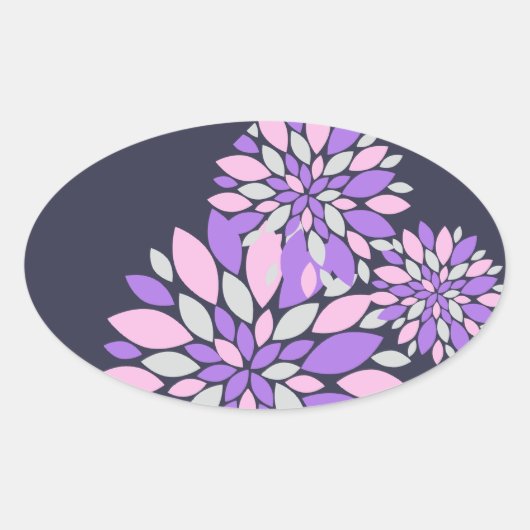 Magic Petals Purple Flowers Ovaler Aufkleber (Vorderseite)