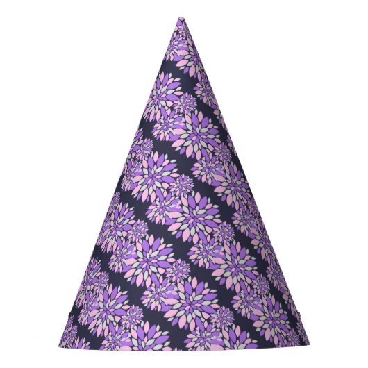 Magic Petals Purple Flowers Partyhütchen (Vorderseite)