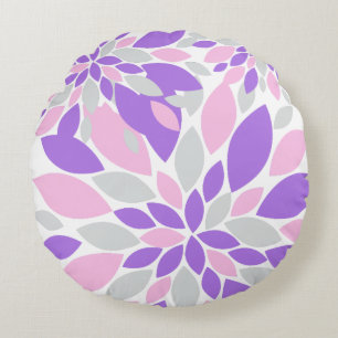 Magic Petals Purple Flowers Rundes Kissen