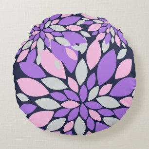 Magic Petals Purple Flowers Rundes Kissen