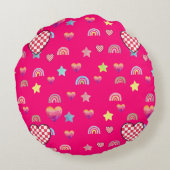 Magic pink candy world rundes kissen (Rückseite)
