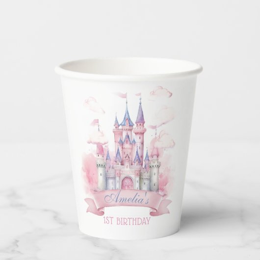 Magic Princess Burg Birthday Paper Cups Pappbecher (Vorderseite)