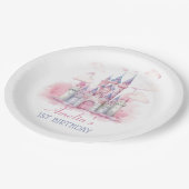 Magic Princess Burg Birthday Papierplatte Pappteller (Schrägansicht)