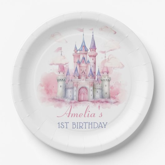Magic Princess Burg Birthday Papierplatte Pappteller (Vorderseite)