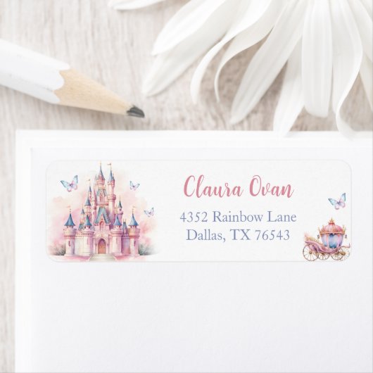 Magic Princess Castle Geburtstagsadresse Label (Insitu)