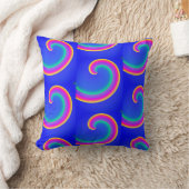 Magic Rainbow Waves Curls Blue Cushion Kissen (Decke)