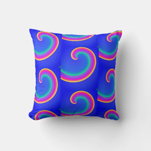 Magic Rainbow Waves Curls Blue Cushion Kissen (Vorderseite)
