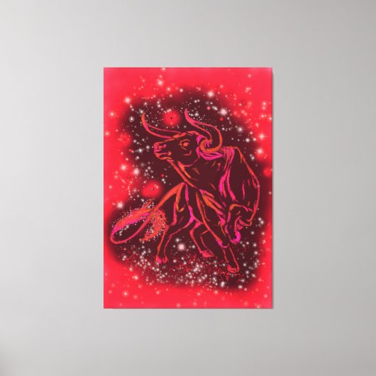 Magic Red Bull Running Canvas Print - Malerei Leinwanddruck (Vorderseite)