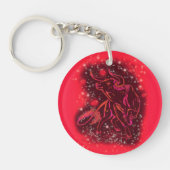 Magic Red Neon Bull Running At Starry Night Schlüsselanhänger (Vorderseite)