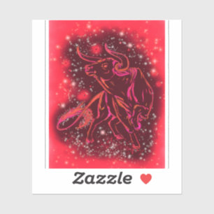 Magic Red Neon Bull Running - Phantastische Sterne Aufkleber