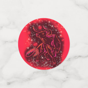 Magic Red Neon Bull Running - Phantastische Sterne Konfetti