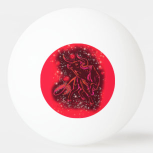 Magic Red Neon Bull Running - Phantastische Sterne Tischtennisball