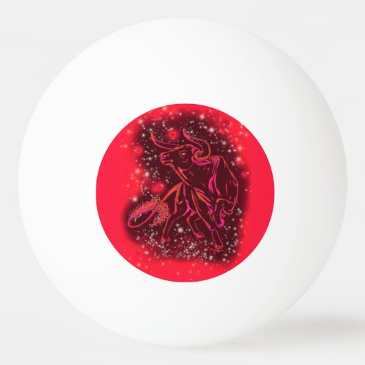 Magic Red Neon Bull Running - Phantastische Sterne Tischtennisball (Vorderseite)