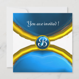 MAGIC RINGS, MONOGRAM, blau Einladung