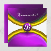 MAGIC RINGS,MONOGRAM lila Einladung (Vorne/Hinten)