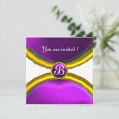 MAGIC RINGS,MONOGRAM lila Einladung (Stehend Vorderseite)