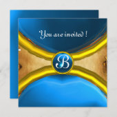 MAGIC RINGS,MONOGRAM Perchester blau Einladung (Vorne/Hinten)