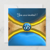MAGIC RINGS,MONOGRAM Perchester blau Einladung (Vorderseite)