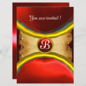 MAGIC RINGS ,MONOGRAM Perchester Rot Einladung (Vorne/Hinten)