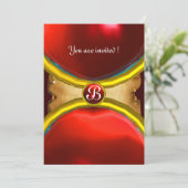 MAGIC RINGS ,MONOGRAM Perchester Rot Einladung (Stehend Vorderseite)