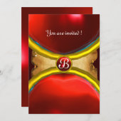 MAGIC RINGS ,MONOGRAM Perchester Rot Einladung (Vorne/Hinten)