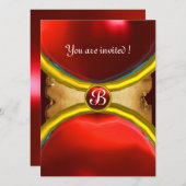 MAGIC RINGS ,MONOGRAM Perchester Rot Einladung (Vorne/Hinten)