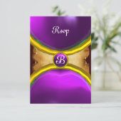 MAGIC RINGS,MONOGRAM Perchment uAwg Edelstein lila Einladung (Stehend Vorderseite)