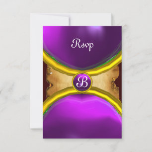 MAGIC RINGS,MONOGRAM Perchment uAwg Edelstein lila Einladung