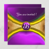 MAGIC RINGS,MONOGRAM Pergament lila Einladung (Vorne/Hinten)