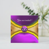 MAGIC RINGS,MONOGRAM Pergament lila Einladung (Stehend Vorderseite)