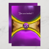 MAGIC RINGS,MONOGRAM Pergament lila Einladung (Vorne/Hinten)