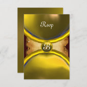 MAGIC RINGS,MONOGRAM Pergament uAwg Edelstein gelb Einladung (Vorne/Hinten)