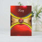MAGIC RINGS,MONOGRAM Pergament uAwg Edelstein Rot Einladung (Stehend Vorderseite)