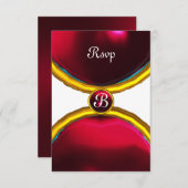 MAGIC RINGS, MONOGRAM uAwg gem Rot Bordeaux Einladung (Vorne/Hinten)