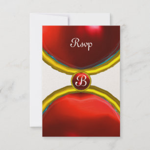 MAGIC RINGS, MONOGRAM uAwg gem Roter Champagner Einladung