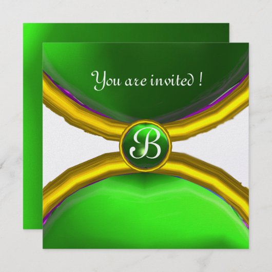 MAGIC RINGS,MONOGRAMM-Edelsteineis Einladung (Vorne/Hinten)