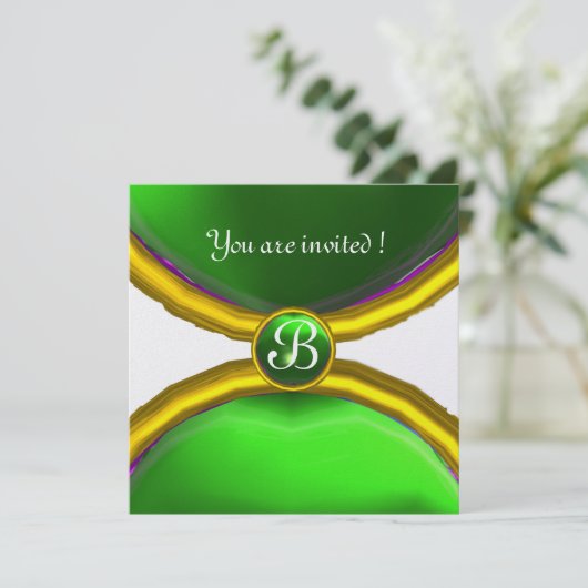 MAGIC RINGS,MONOGRAMM-Edelsteineis Einladung (Stehend Vorderseite)