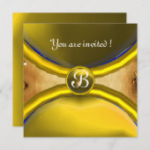 MAGIC RINGS, MONOGRAMM Pergament Gelb Einladung (Vorne/Hinten)