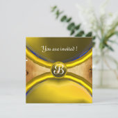 MAGIC RINGS, MONOGRAMM Pergament Gelb Einladung (Stehend Vorderseite)