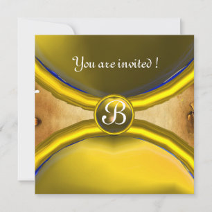 MAGIC RINGS, MONOGRAMM Pergament Gelb Einladung