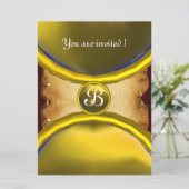 MAGIC RINGS, MONOGRAMM Pergament Gelb Einladung (Stehend Vorderseite)