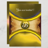 MAGIC RINGS, MONOGRAMM Pergament Gelb Einladung (Vorne/Hinten)