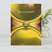 MAGIC RINGS, MONOGRAMM Pergament Gelb Einladung (Stehend Vorderseite)