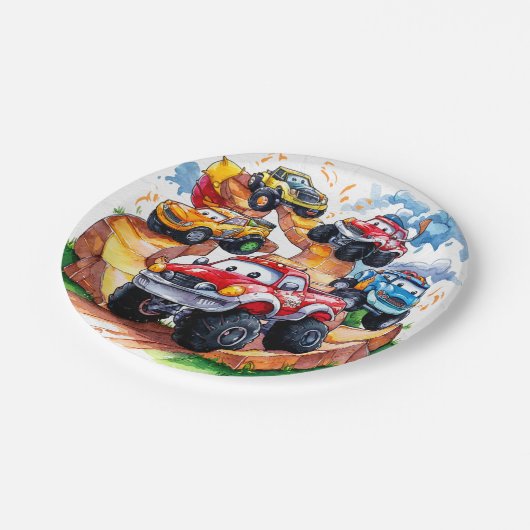 Magic Road Monster Truck Birthday Pappteller (Schrägansicht)
