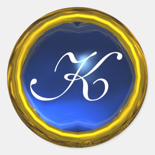 MAGIC SAPPHIRE MONOGRAM hellgelb Runder Aufkleber (Vorderseite)
