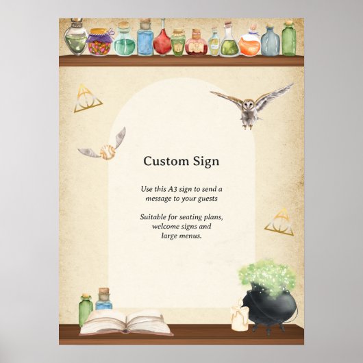 Magic School Wizard Party Benutzerdefiniertes Will Poster (Vorne)